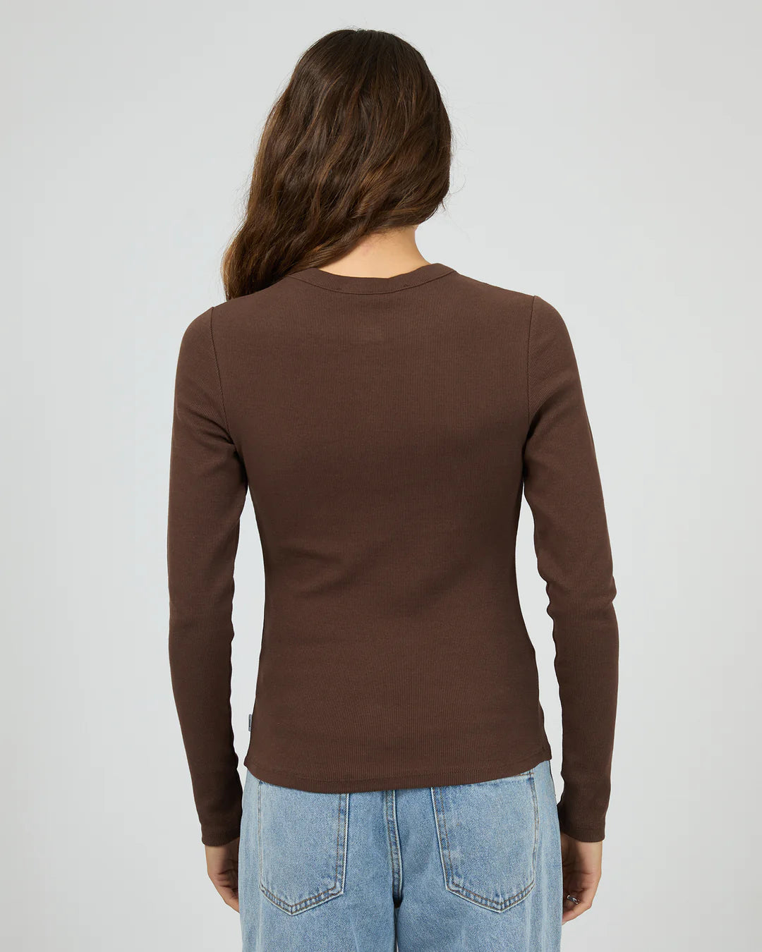 Silent Theory Button Up Long Sleeve Tee in Chocolate