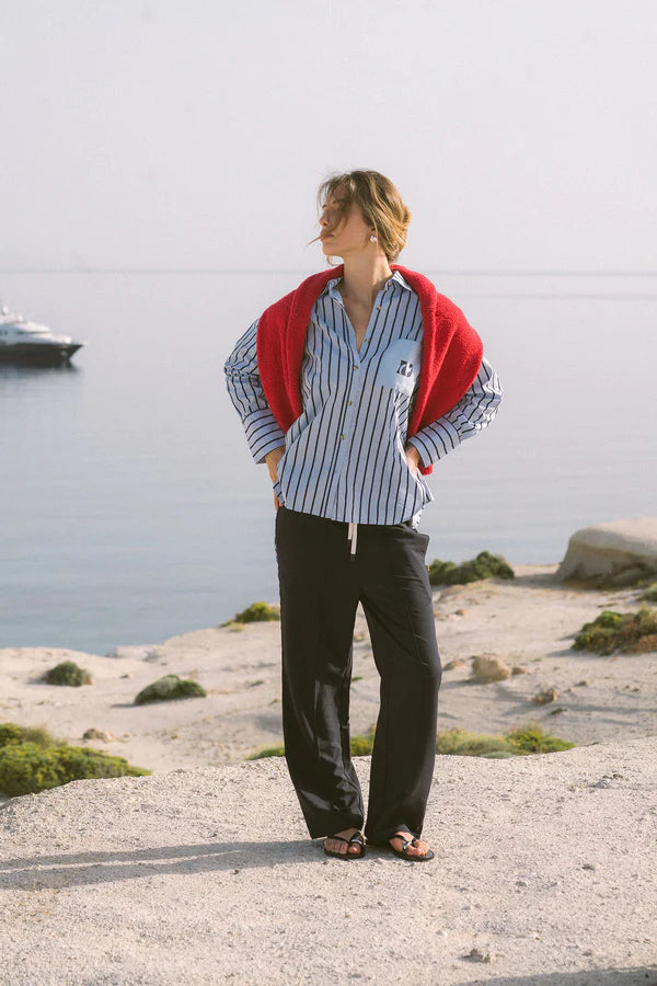 Araminta James AJ Crest Palermo Shirt in Sea Blue