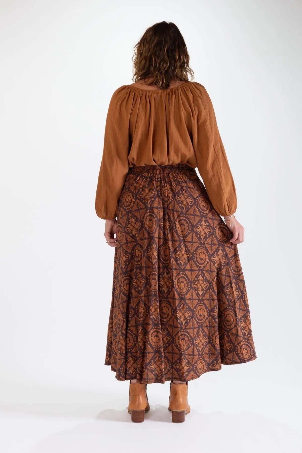 Ombak Sandy A-Line Maxi Skirt - Camel