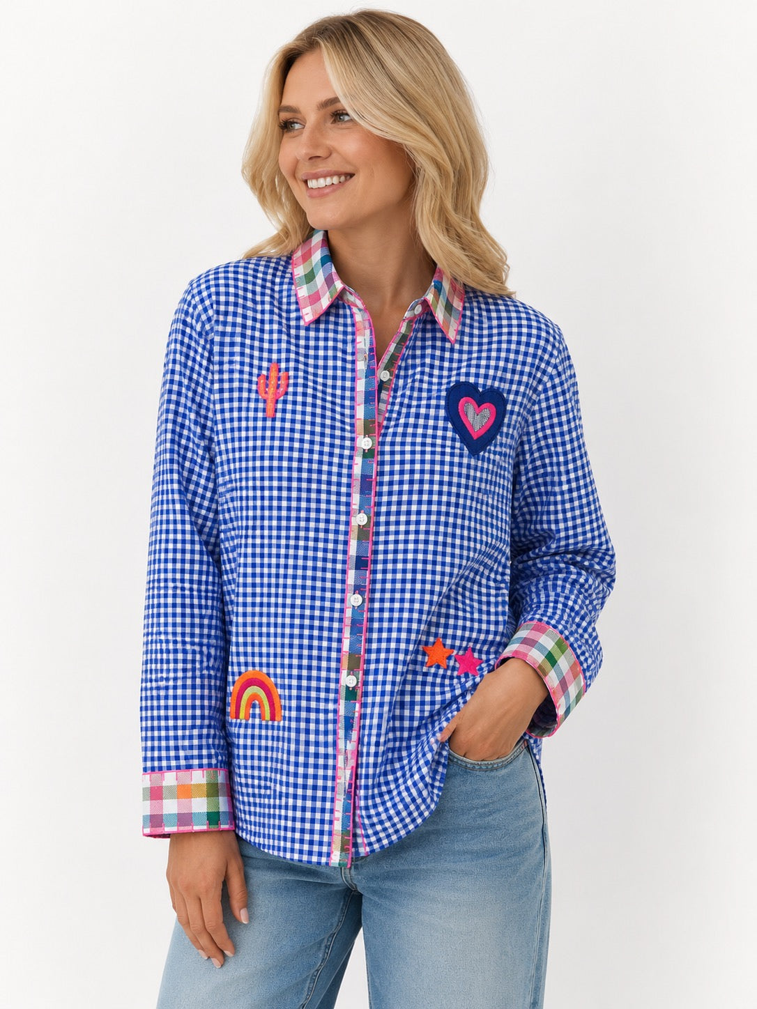 Zoda Rainbow Gingham Embroidered Shirt