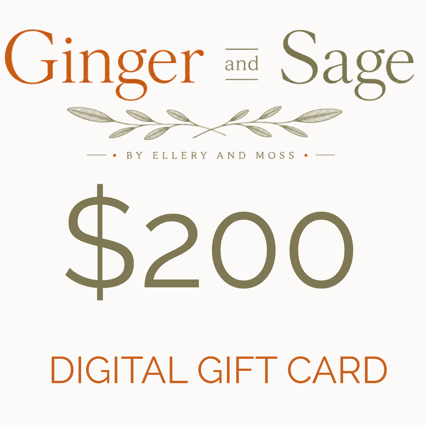 Ginger & Sage Gift Card - $200
