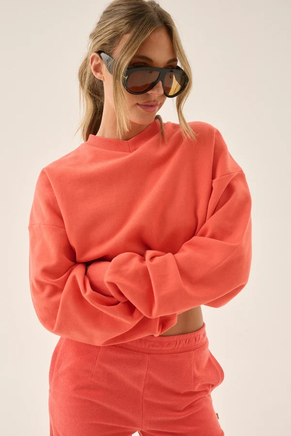 Araminta James Palmera V Neck Sweatshirt in Soft Coral