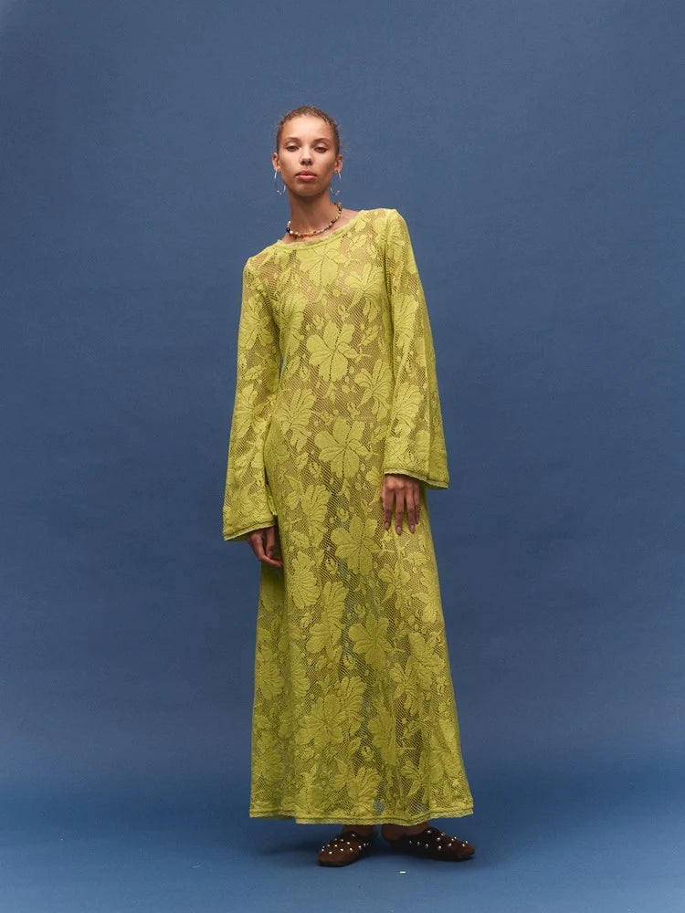 Kinga Csilla Citron Nova Lace Cherry Maxi Dress
