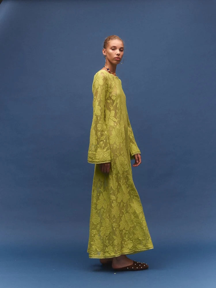 Kinga Csilla Citron Nova Lace Cherry Maxi Dress