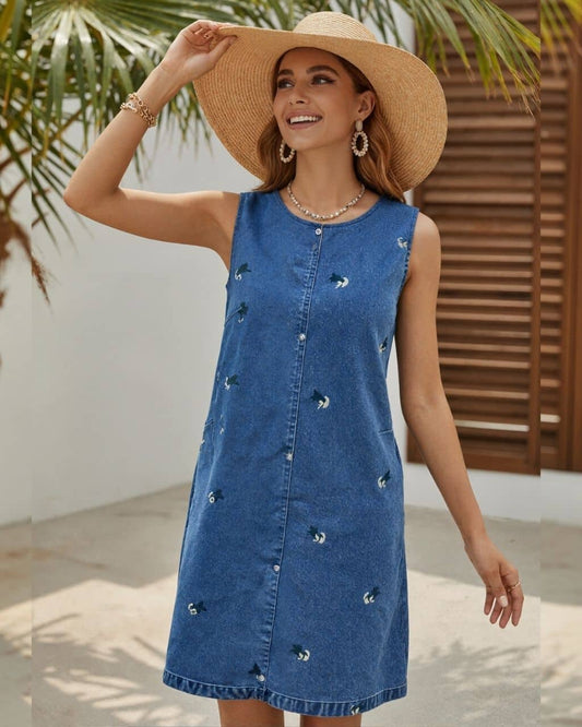 Simply Violet Embroided Denim Mini Dress