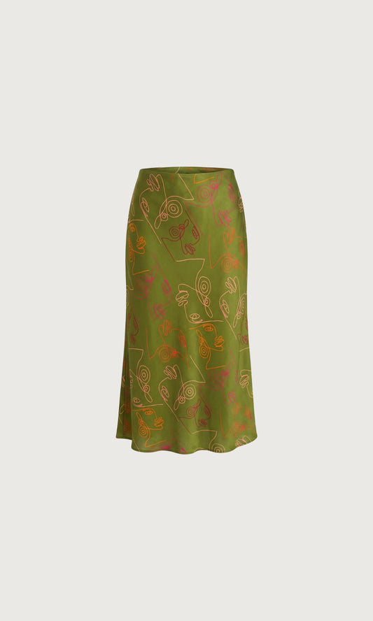 Liandra Bias Midi Skirt in Verdant
