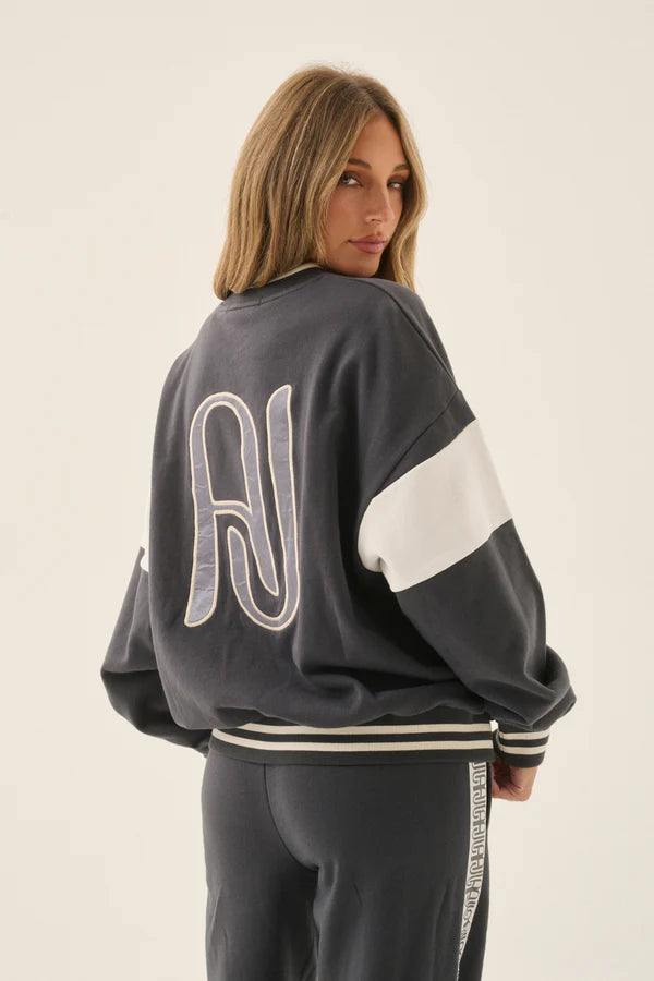 Araminta James AJ Appliqué Sweatshirt in Washed Black