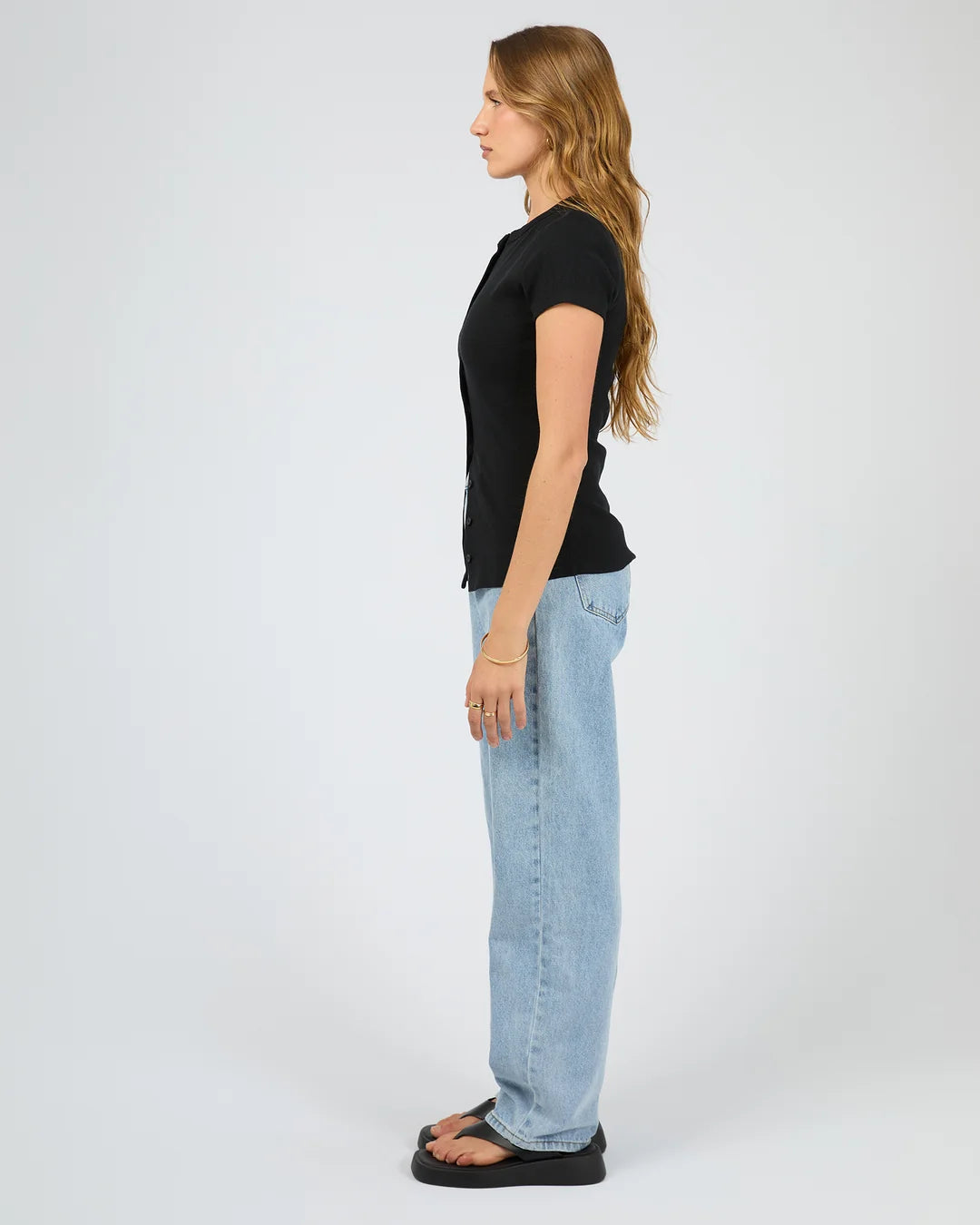 Silent Theory Button Up Short Sleeve Tee in Black