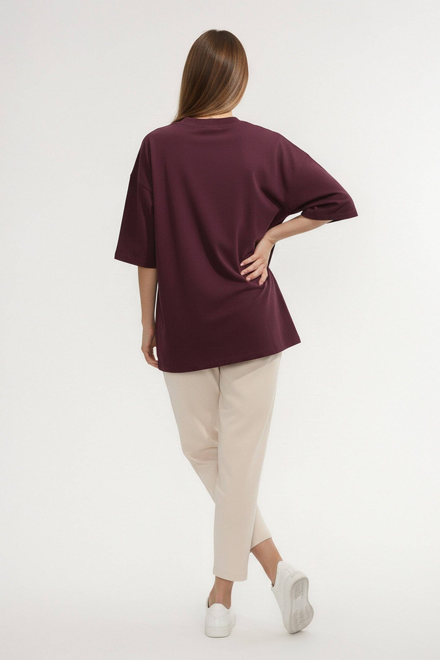 Oversized Yoga T-Shirt in Maroon