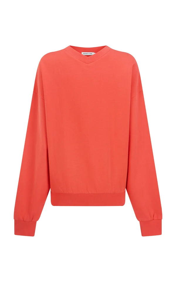 Araminta James Palmera V Neck Sweatshirt in Soft Coral
