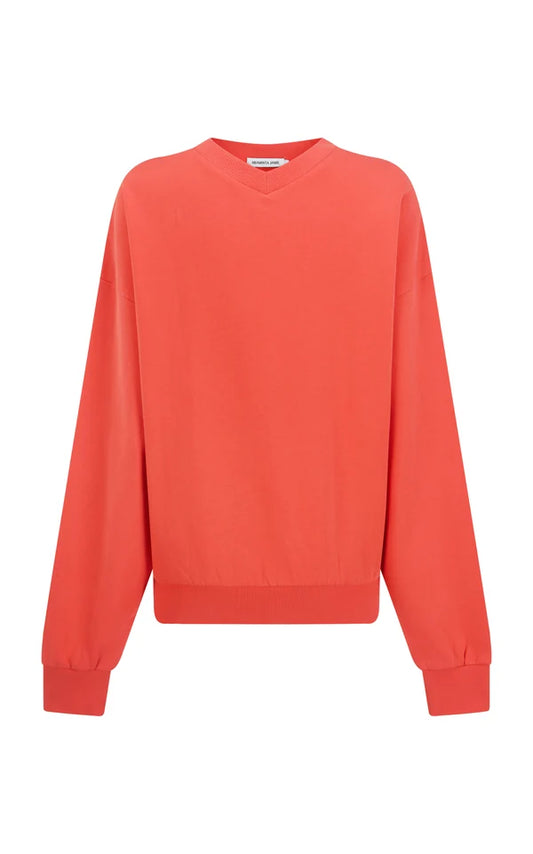 Araminta James Palmera V Neck Sweatshirt in Soft Coral