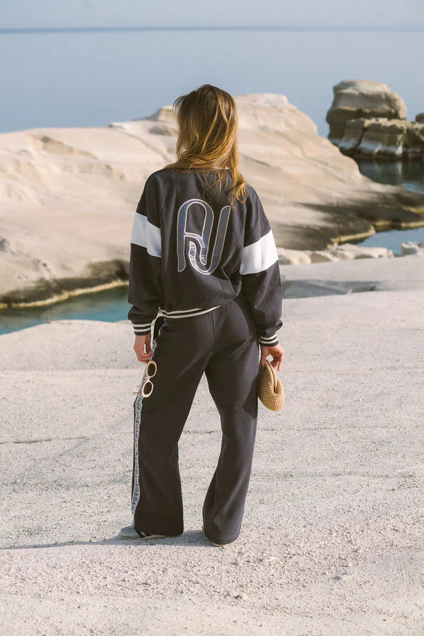 Araminta James AJ Appliqué Sweatshirt in Washed Black