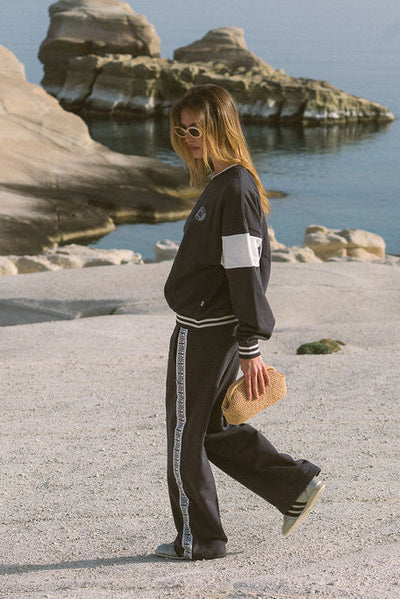 Araminta James AJ Wide Leg Trackpant in Washed Black