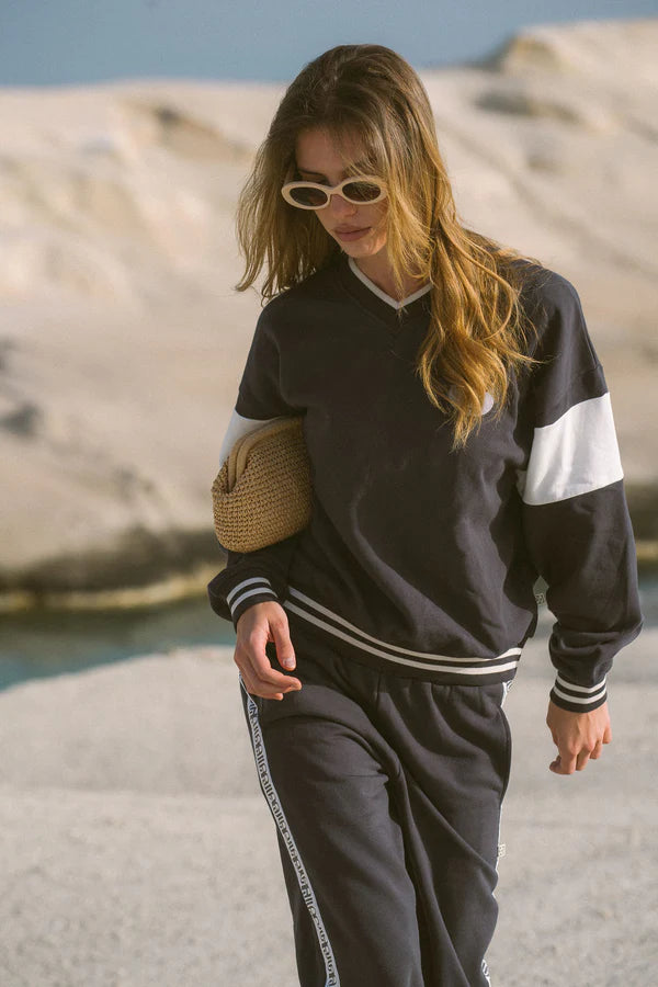 Araminta James AJ Appliqué Sweatshirt in Washed Black