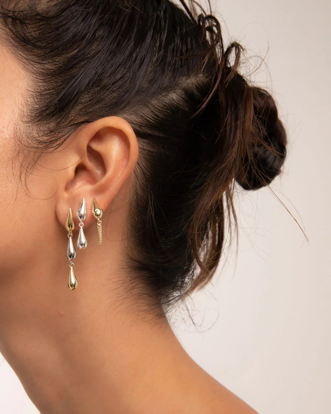 F+H Studios Triple Droplet Stud Earrings