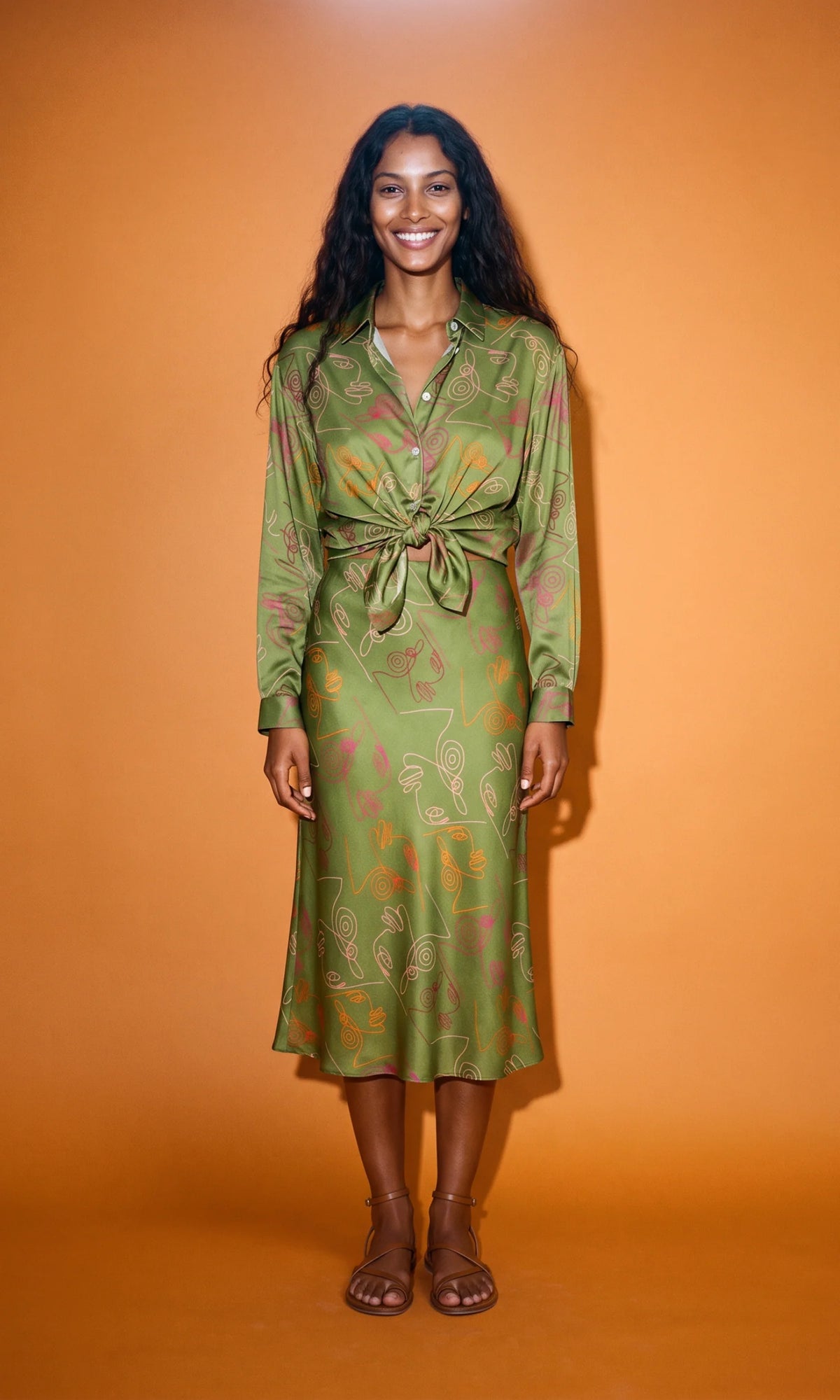 Liandra Bias Midi Skirt in Verdant