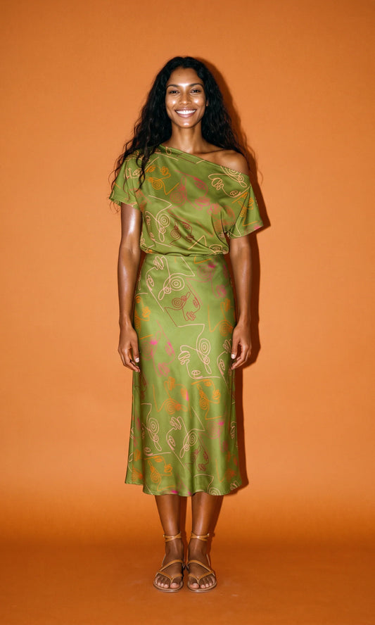 Liandra Off Shoulder Crop Top in Verdant