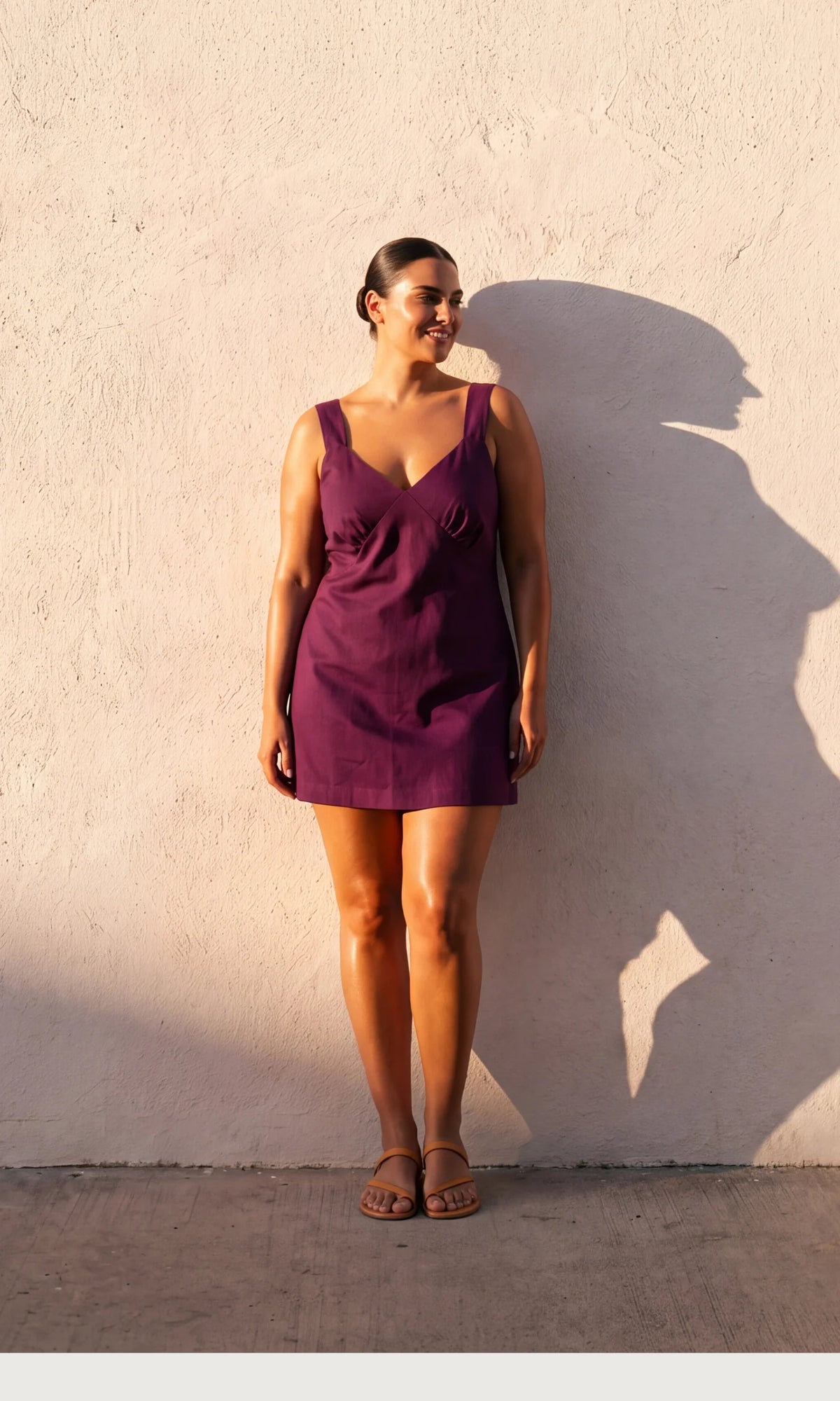 Liandra Cowrie Mini Dress in Plum