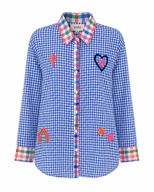 Zoda Rainbow Gingham Embroidered Shirt