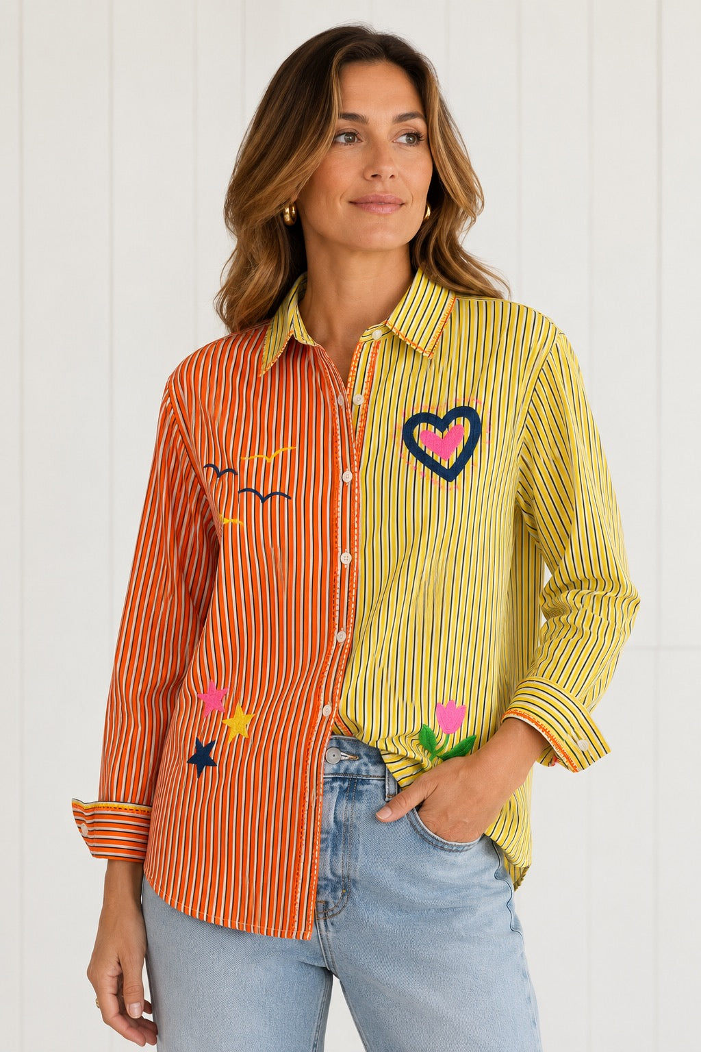 Zoda Colour Block Embroidered Shirt