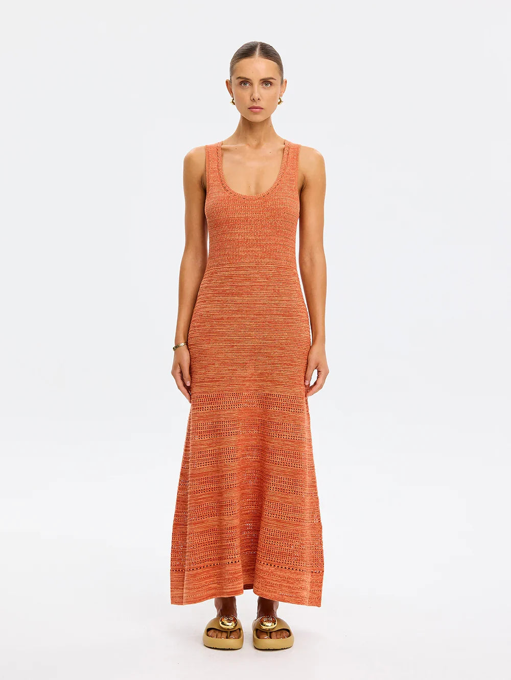 Kivari Jacqui Knit Maxi Dress in Rust