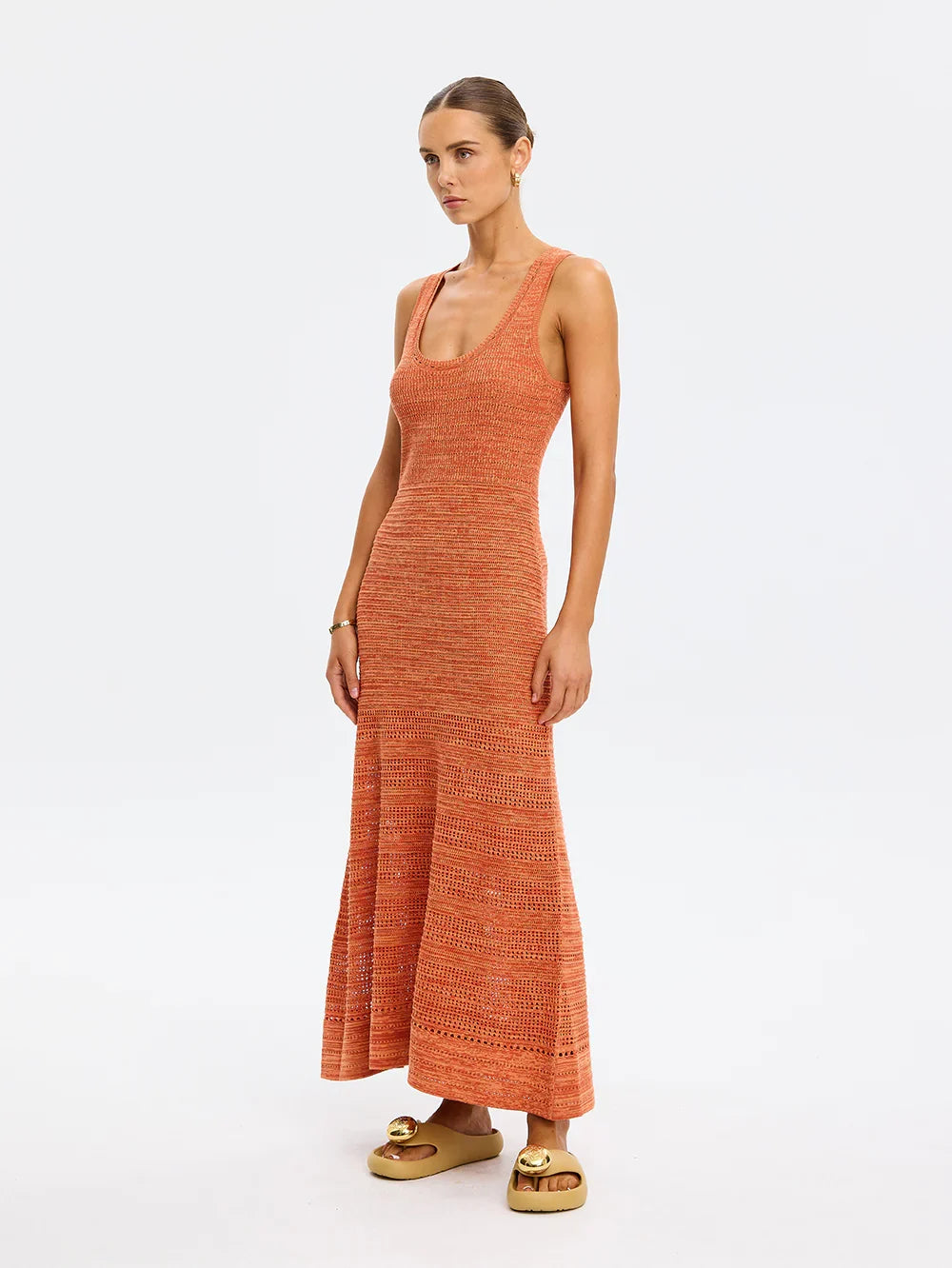 Kivari Jacqui Knit Maxi Dress in Rust