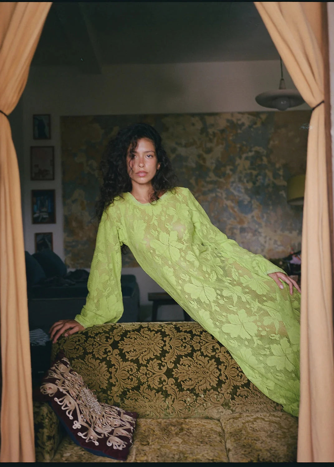 Kinga Csilla Citron Nova Lace Cherry Maxi Dress