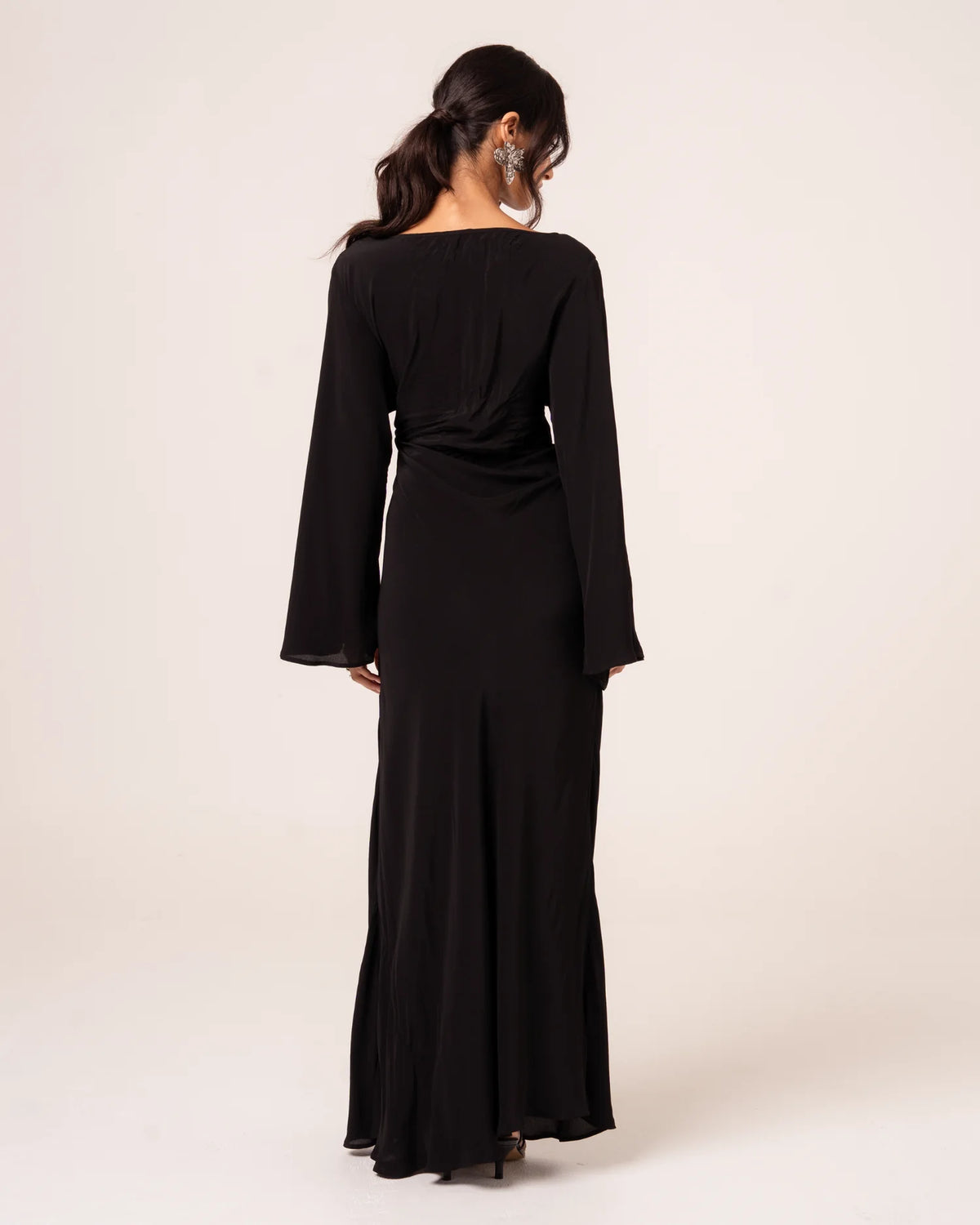 OchreLane Vela Batwing Maxi Dress in Noir