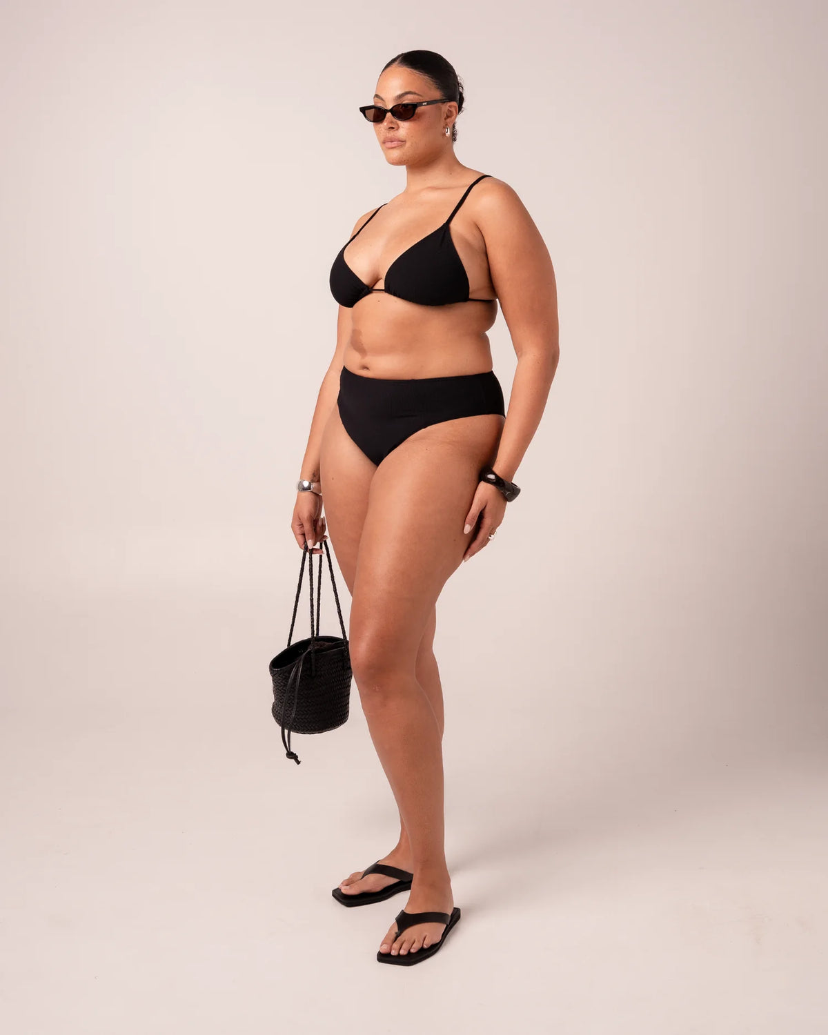 OchreLane String Triangle Top in Black Rib