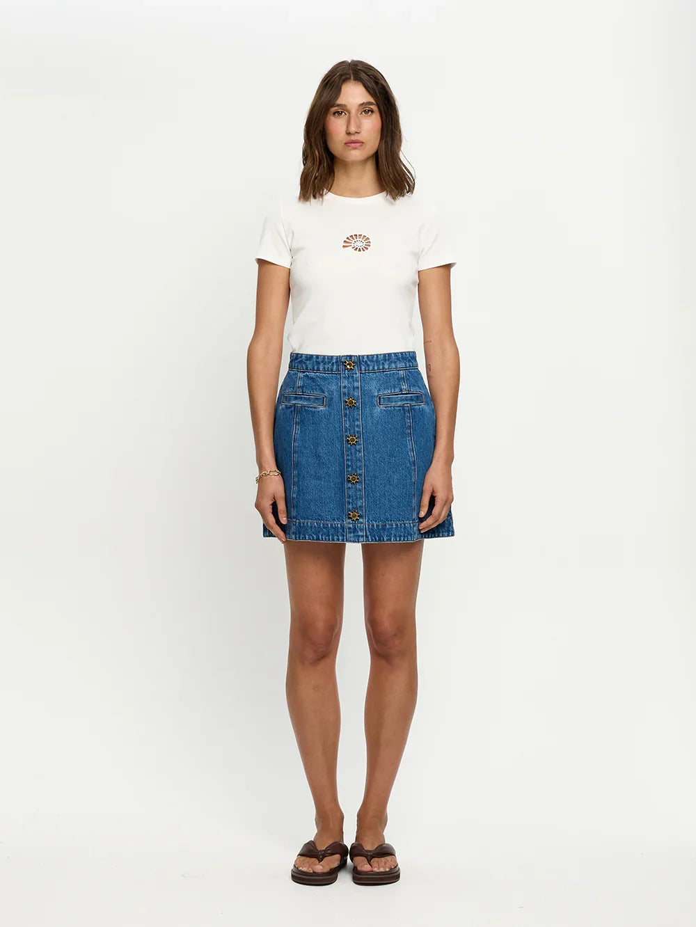Kivari Shea Denim Skirt curated by Ellery & Moss