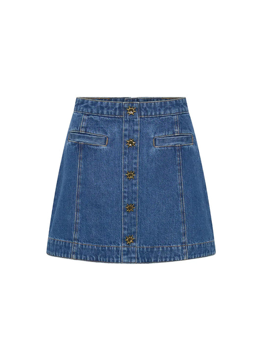 Kivari Shea Denim Skirt curated by Ellery & Moss