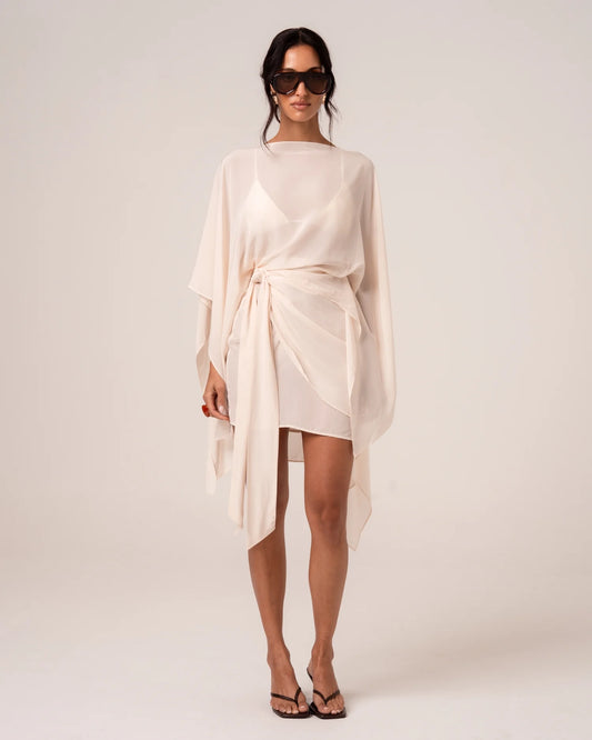 OchreLane Dune Wrap Mini Skirt in Honeymoon