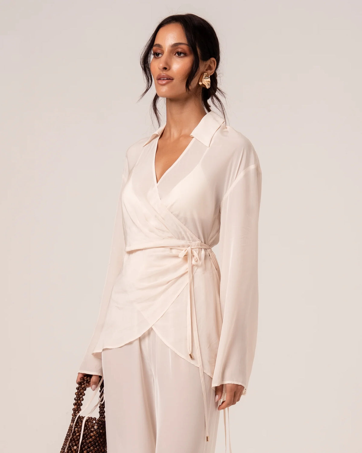 OchreLane Palma Wrap Shirt in Honeymoon