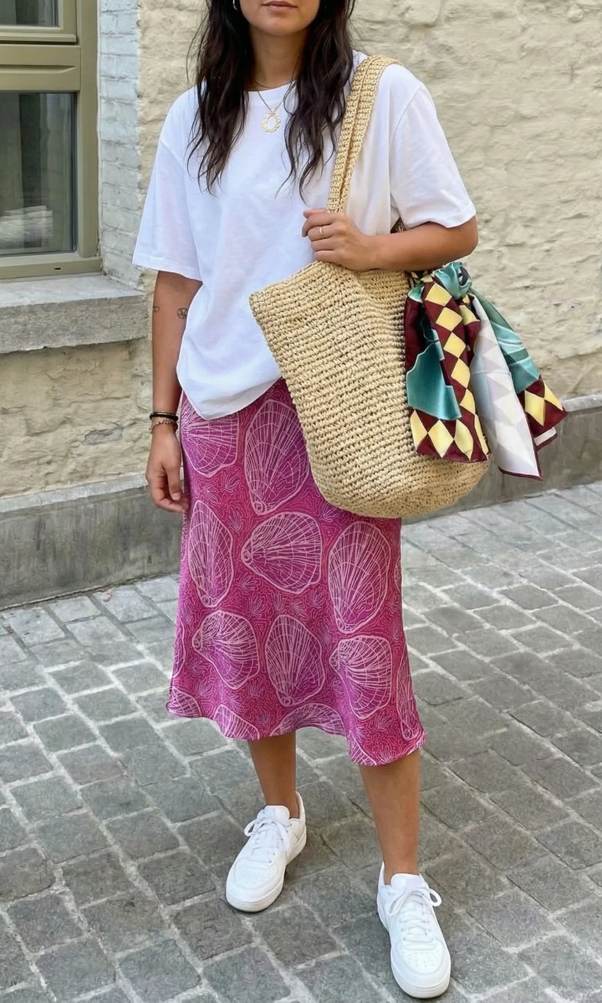 Liandra Dust Satin Slip Skirt in Reef Print