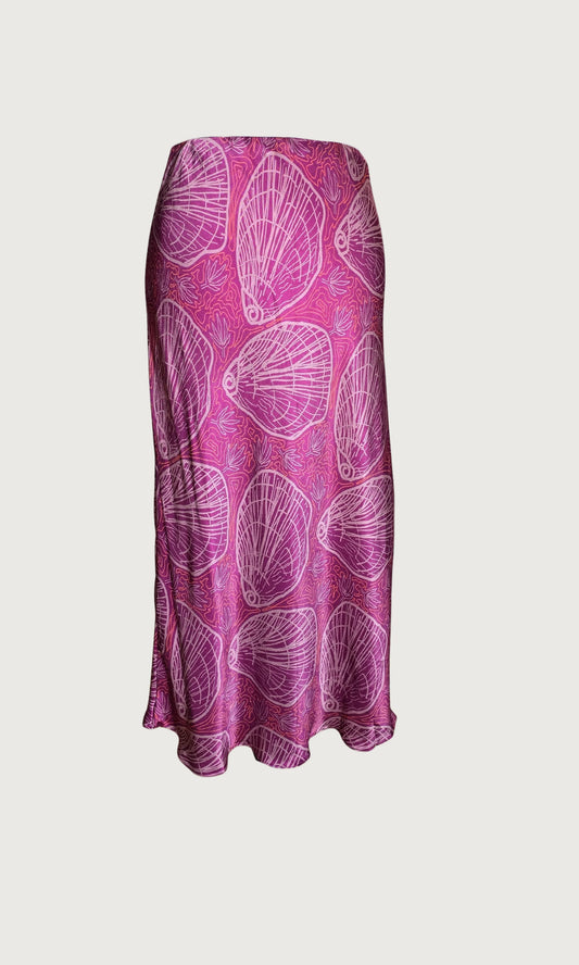 Liandra Dust Satin Slip Skirt in Reef Print