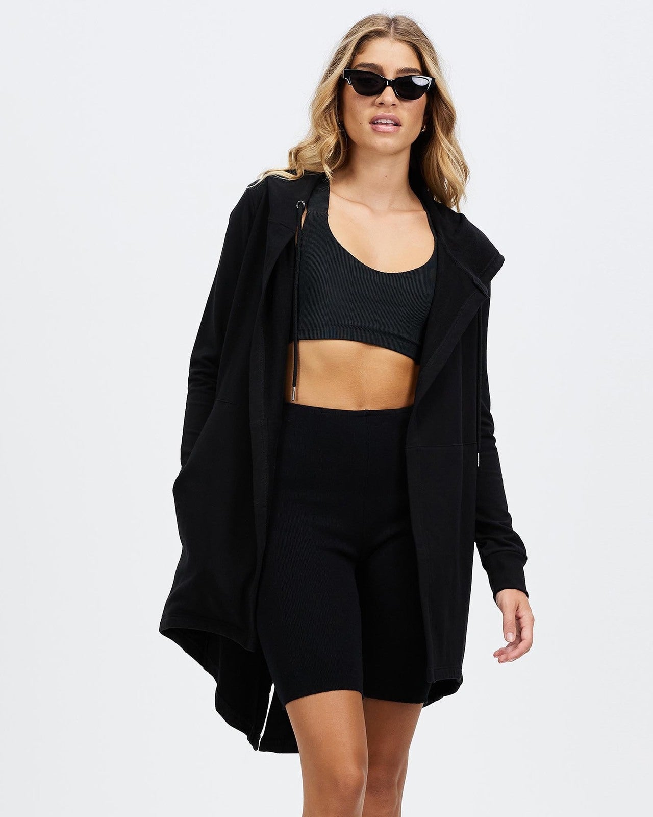 Silent Theory Ashleigh Hooded Cardi in Black